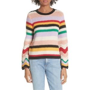 Alice + Olivia Multicolor Striped Crew Neck Sweater